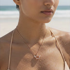 Rose Gold Angel Wing Halo Pendant Necklace