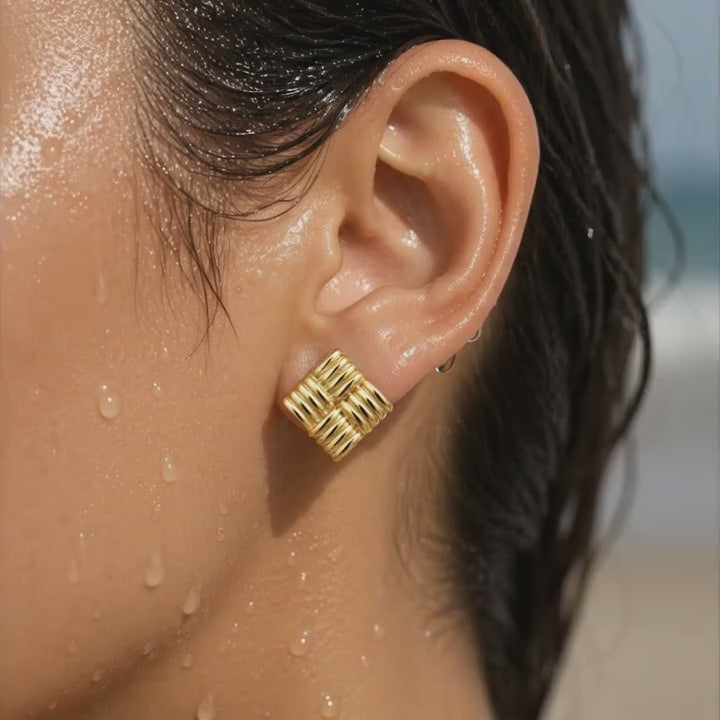 Geometric Basketweave Earrings