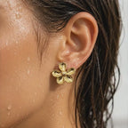 Sculptural Five-Petal Bloom Earrings