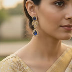 Sapphire Teardrop Cluster Statement Earrings
