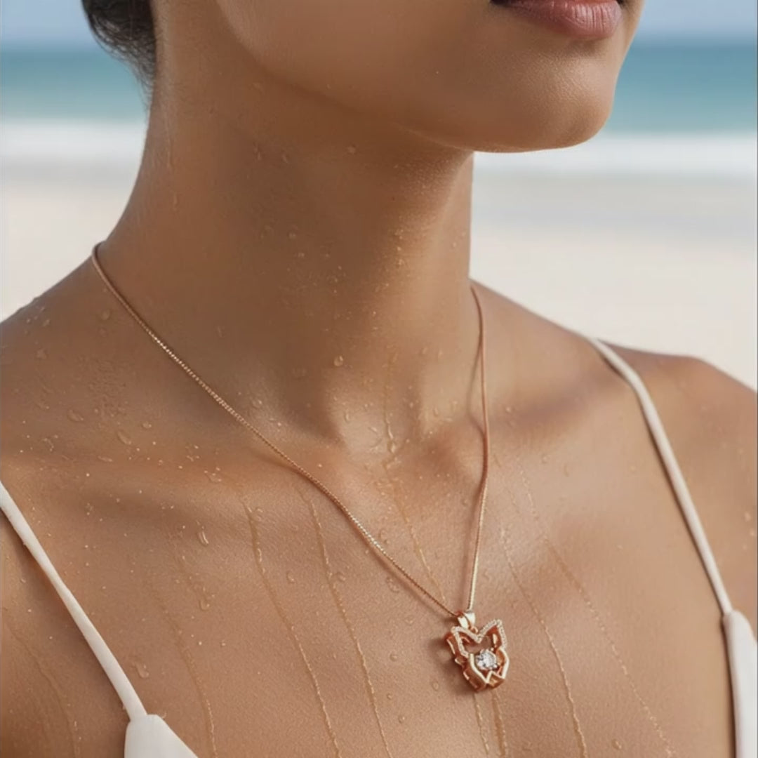 Rose Gold Butterfly Crystal Pendant Necklace