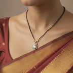 Crystal Teardrop Halo Mangalsutra Necklace