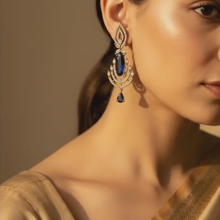 Royal Sapphire Cascade Statement Earrings