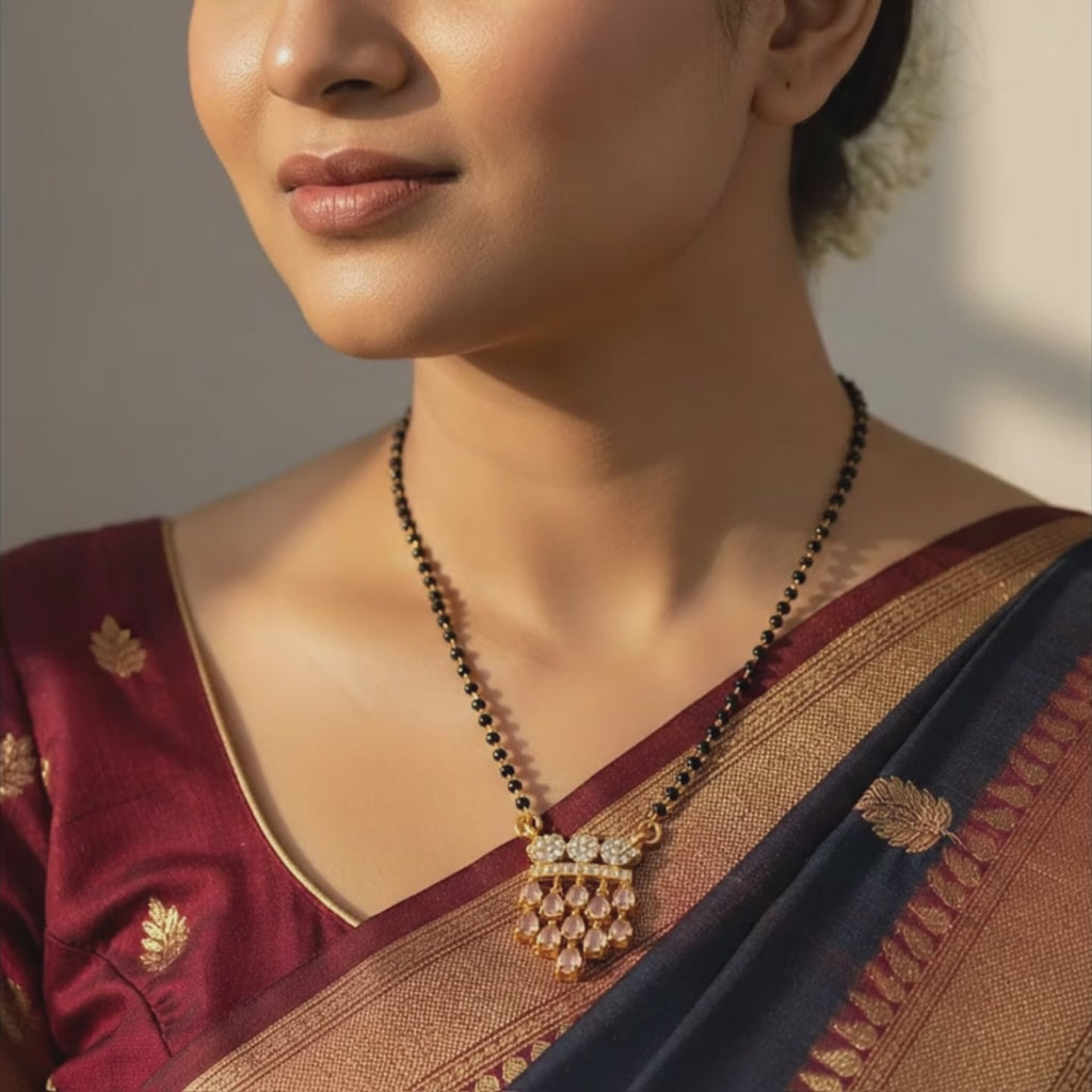 Champagne Crystal Crown Mangalsutra Necklace