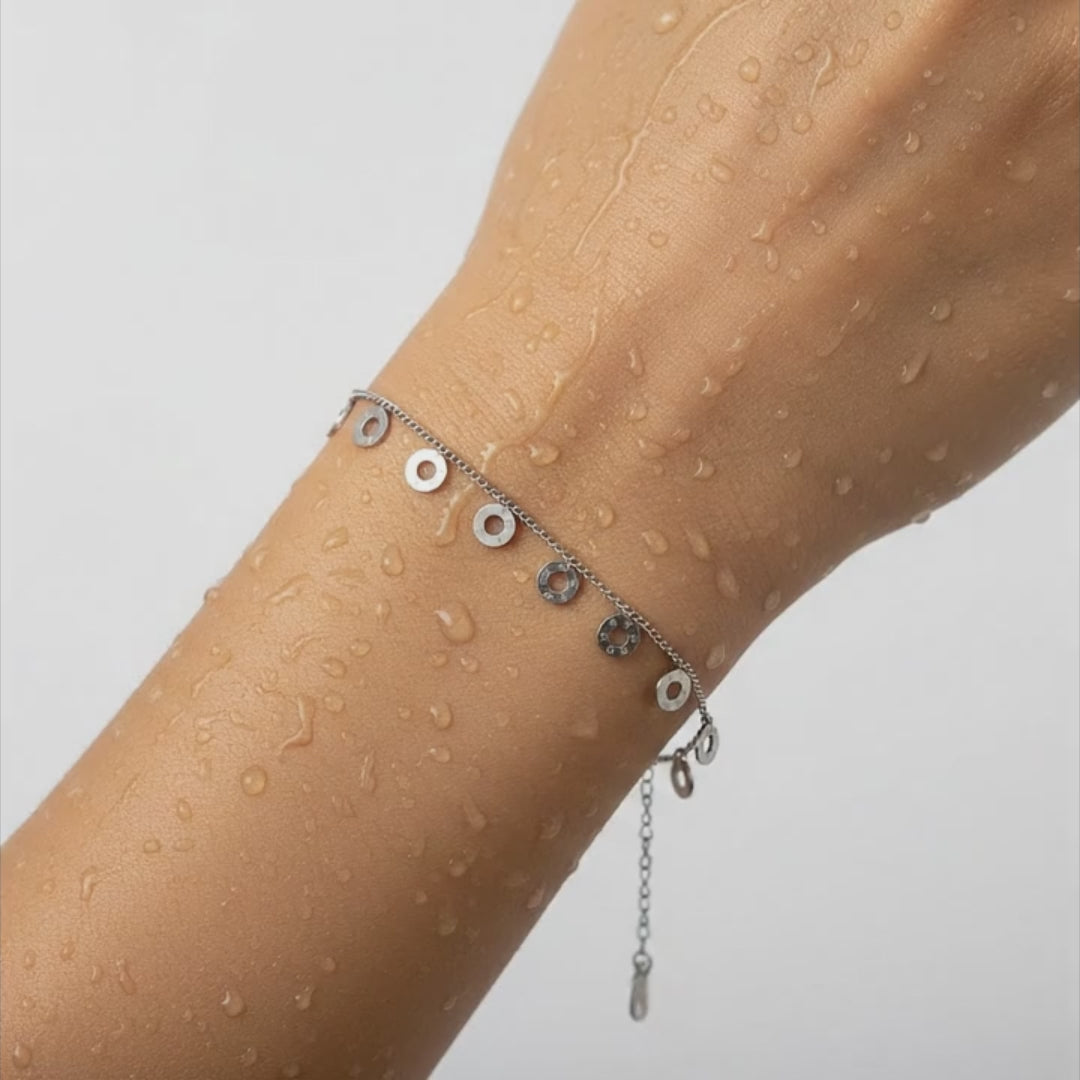 Minimal Circle Charm Silver Bracelet