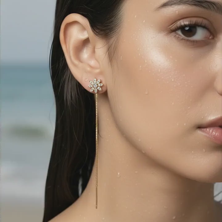 Sunburst Threader Chain Earrings