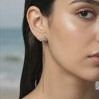 Sunburst Threader Chain Earrings