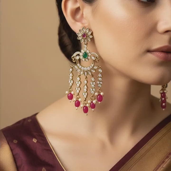 Rani Meher Kundan Chandbali Earrings