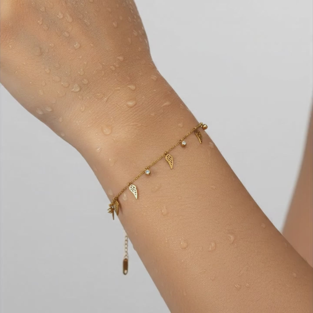 Golden Angel Wing Charm Bracelet
