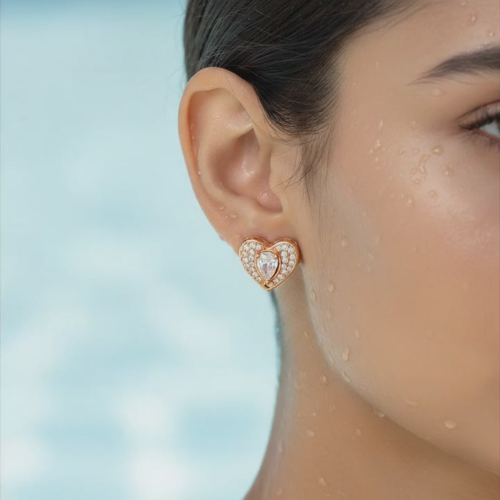 Crystal Heart Stud Earrings
