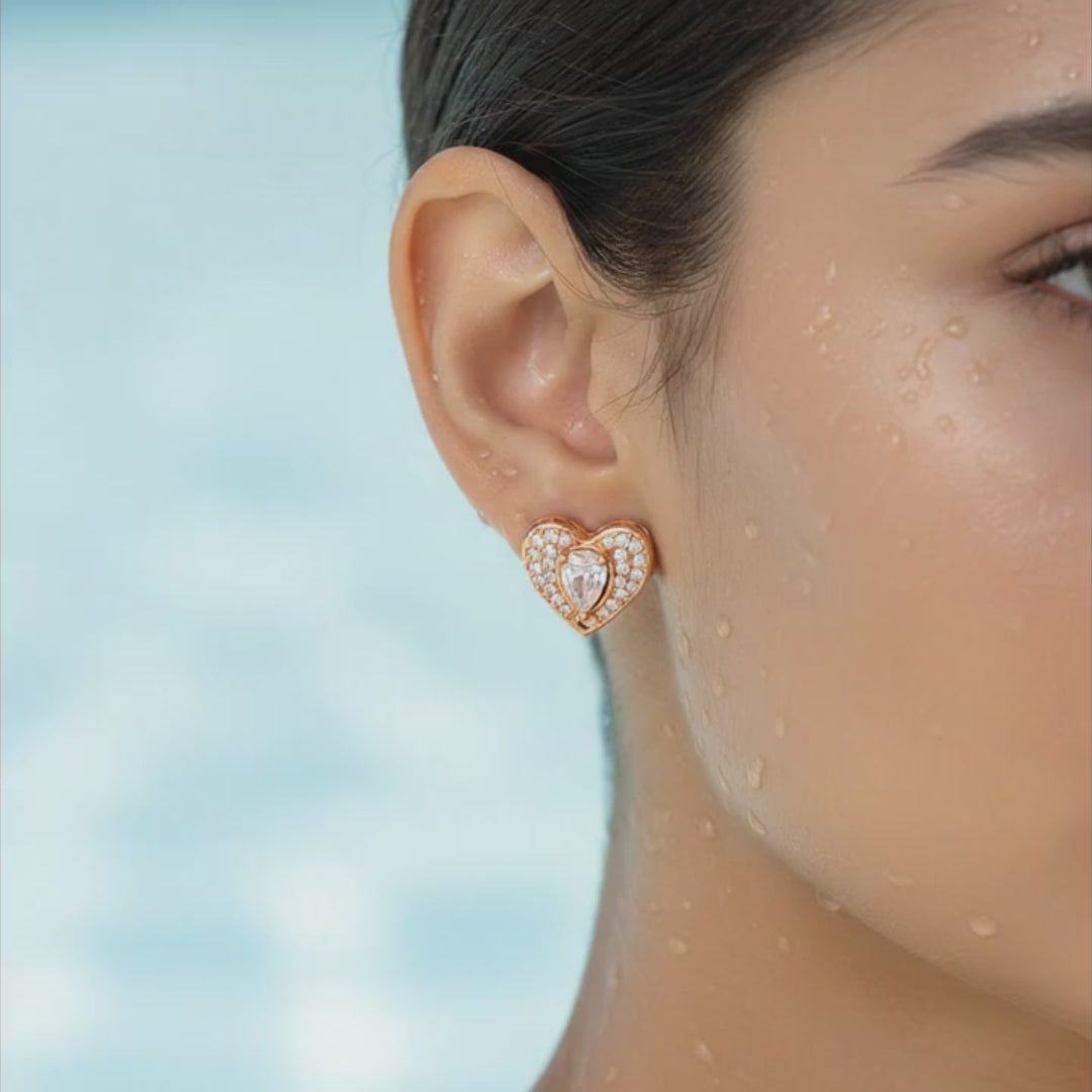 Crystal Heart Stud Earrings