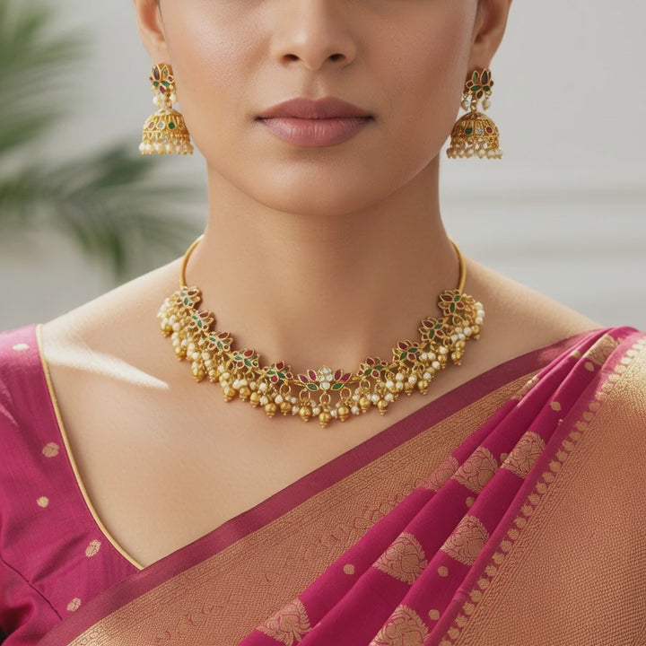 Floral Jhumka Choker Set