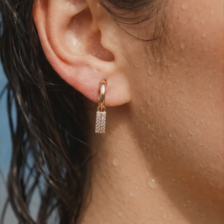 Rose Gold Pave Hoop Earrings