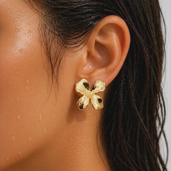 Sculptural Molten Orchid Studs Earrings