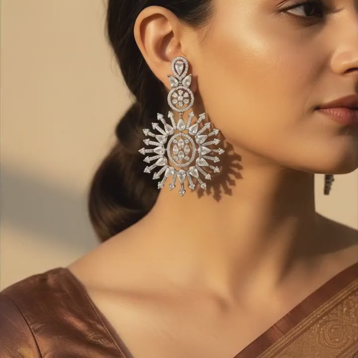Celestial Bloom Crystal Statement Earrings