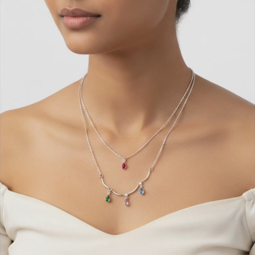 Pastel Drop Layered Necklace