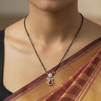 Ruby Teardrop Floral Mangalsutra Necklace