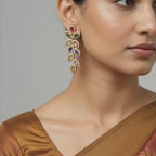 Rose Gold Multicolor Leaf Drop Earrings