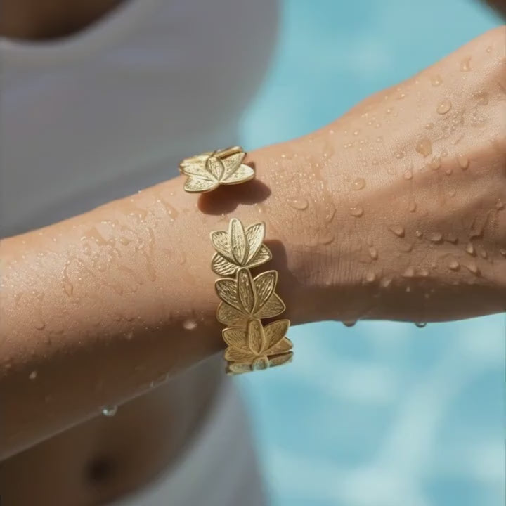 Petal Cascade Sculpted Cuff Bracelet