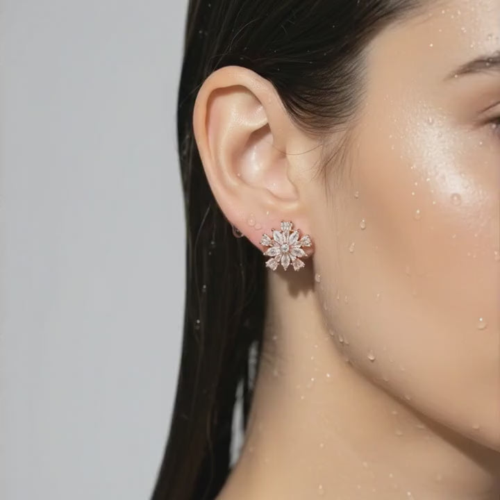 Radiant Snowflake Cluster Studs Earrings