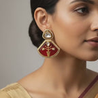 Ruby Enamel Floral Statement Earrings