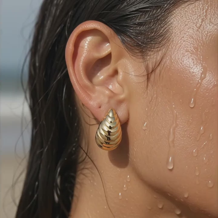 Sculptural Ribbed Capsule Studs Earrings