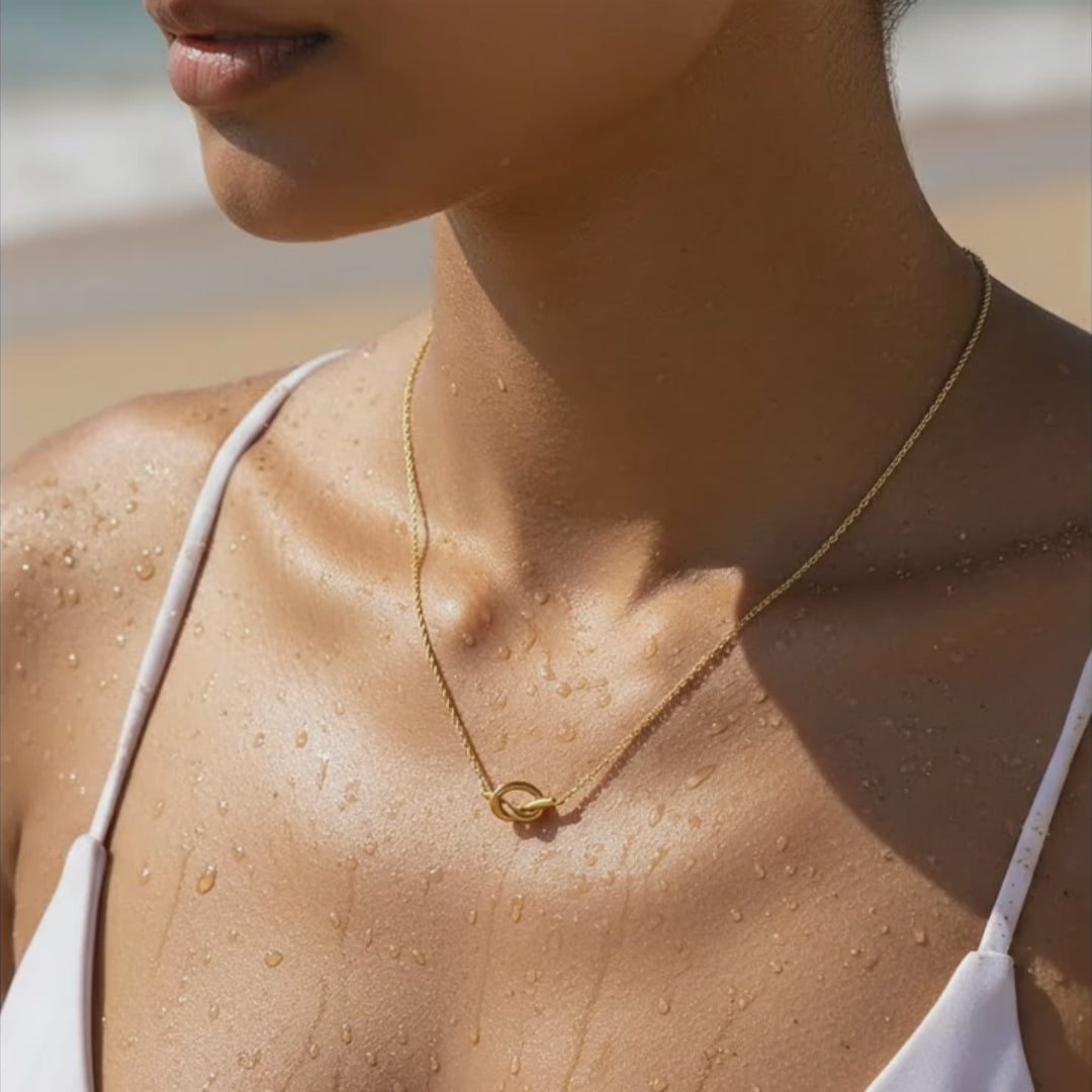 Minimal Gold Knot Necklace