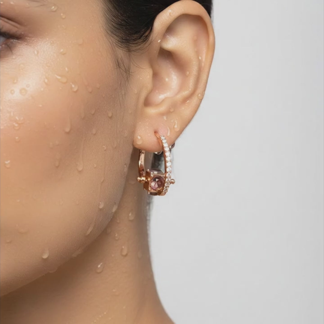 Smoky Crystal Pavé Huggie Earrings