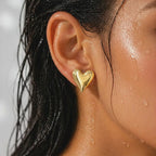 Sculptural Polished Heart Studs Earrings