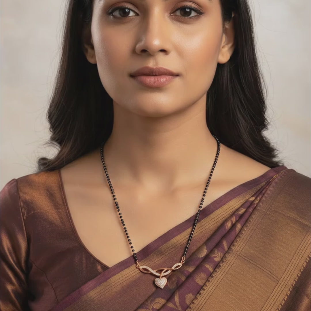 Rose Gold Heart Mangalsutra Necklace