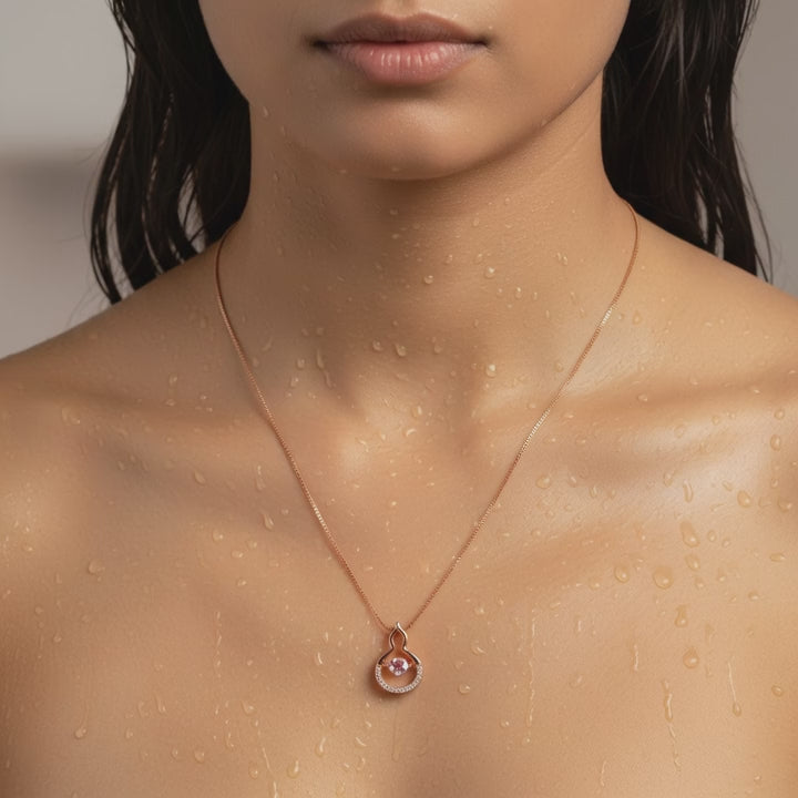Rose Gold Swan Krystal Pendant Necklace