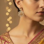 Champagne Hexa Glow Statement Earrings