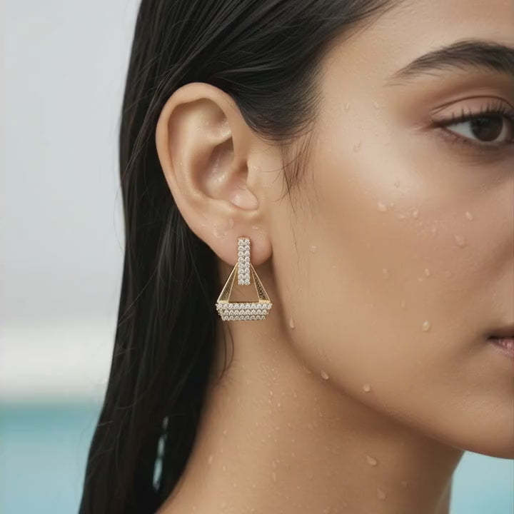 Pavé Triangle Statement Stud Earrings