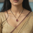 Ruby Drop Halo Mangalsutra Necklace