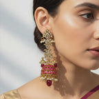 Ruby Pearl Jhumka Chandelier Earrings