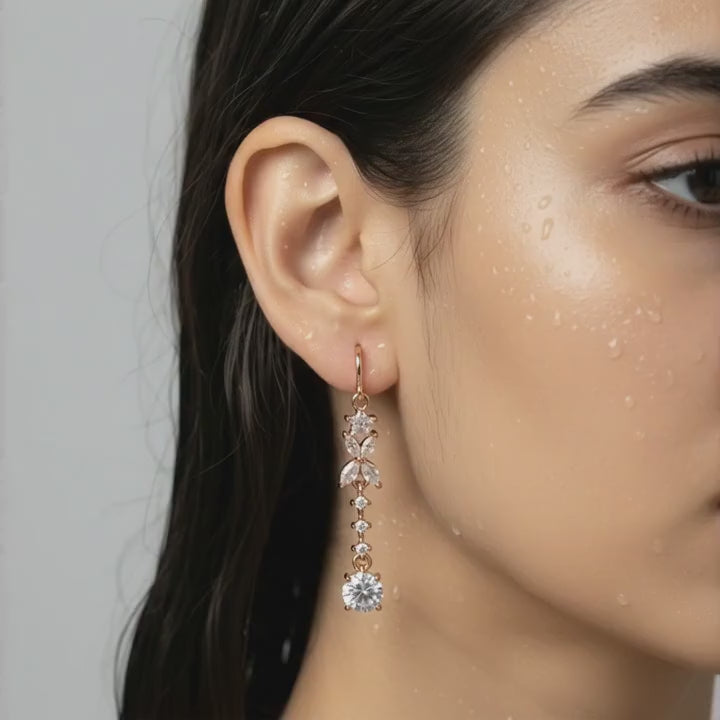 Floral Vine Crystal Drop Earrings