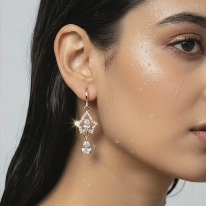 Sparkling Star Frame Drop Earrings