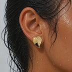 Sculptural Overlapping Leaf Studs