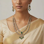 Emerald Elegance Dual-Layer Necklace Set