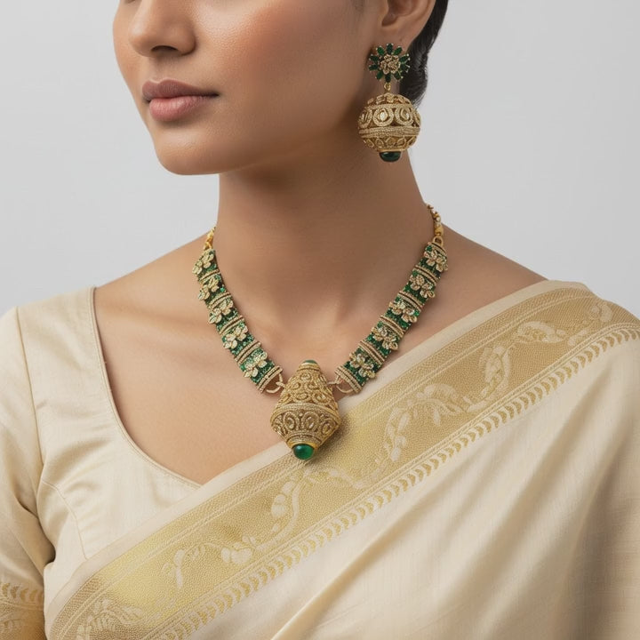 Royal Emerald Dome Necklace Set