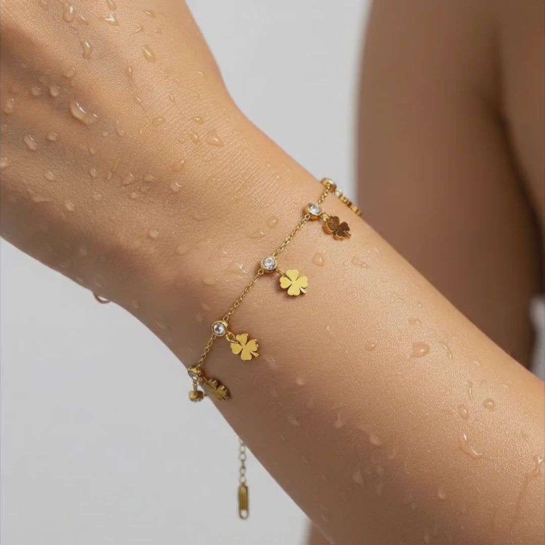 Golden Clover Charm Bracelet