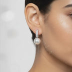 Pearl Curve Crystal Hoop Earrings