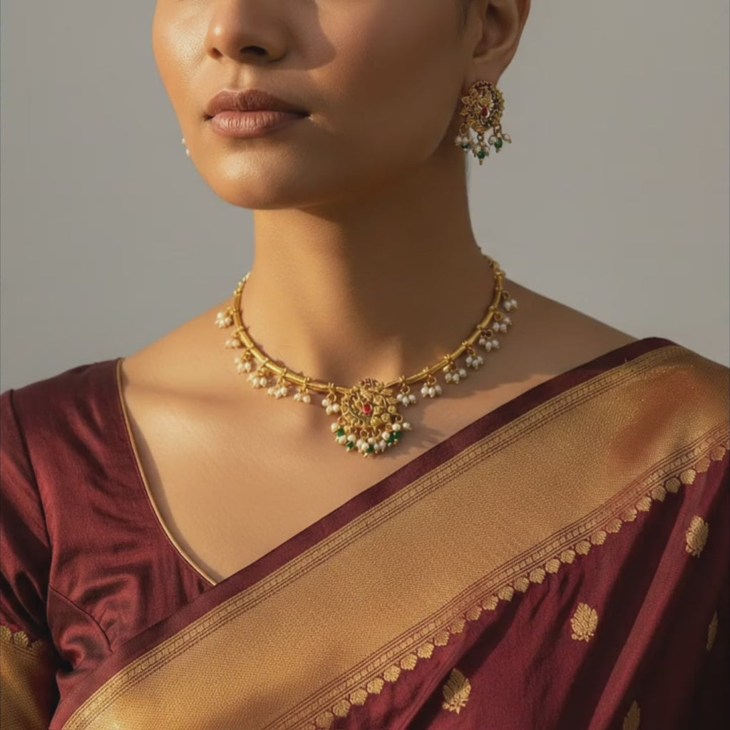 Royal Pearl Drop Choker Set