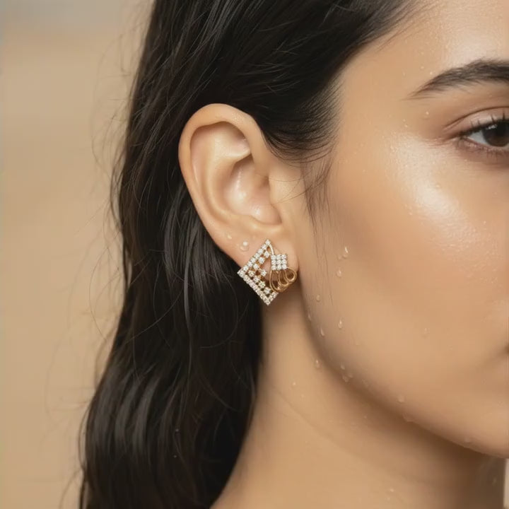 Geometric Cascade Stud Earrings