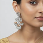 Crystal Bloom Heart Drop Earrings