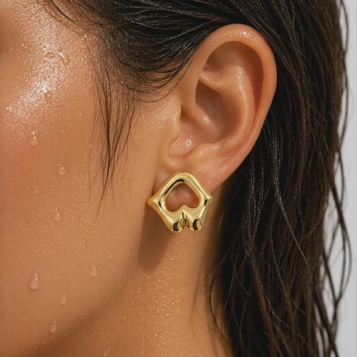 Sculptural Open-Work Abstract Studs Earrings