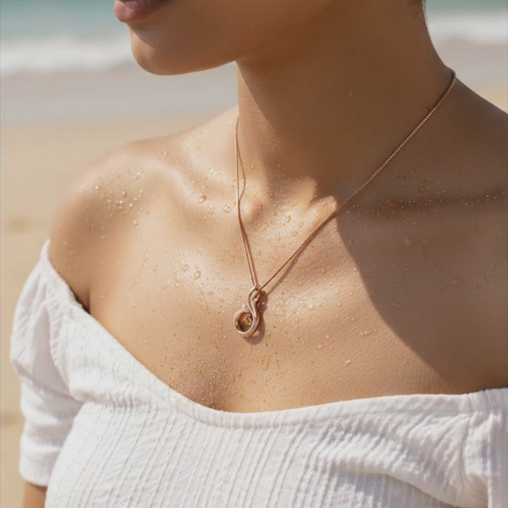 Rose Gold Swan Crystal Pendant Necklace