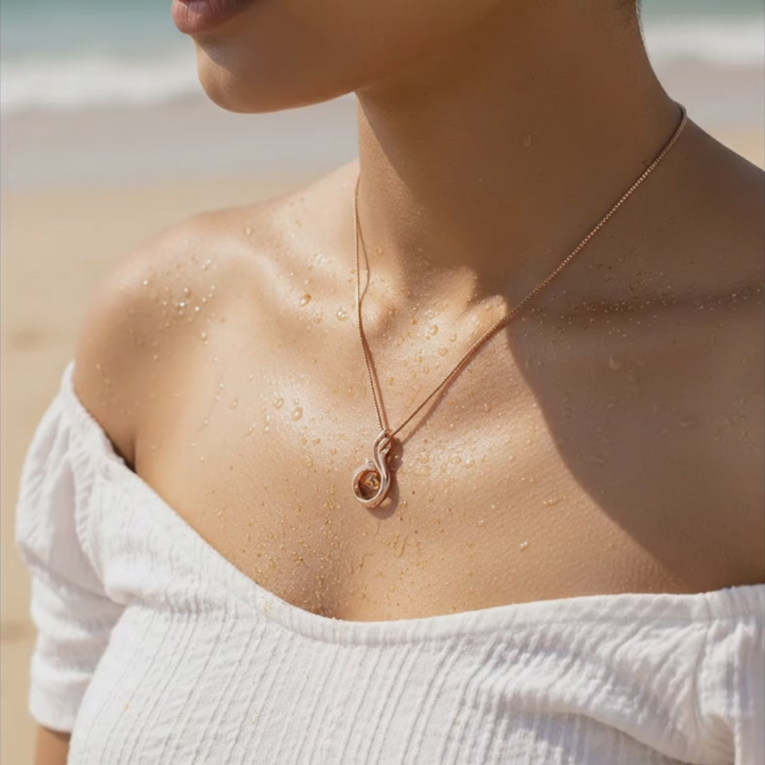 Rose Gold Swan Crystal Pendant Necklace