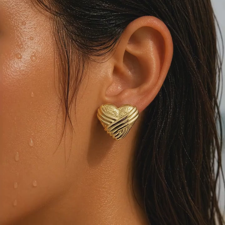 Textured Wrapped Heart Studs