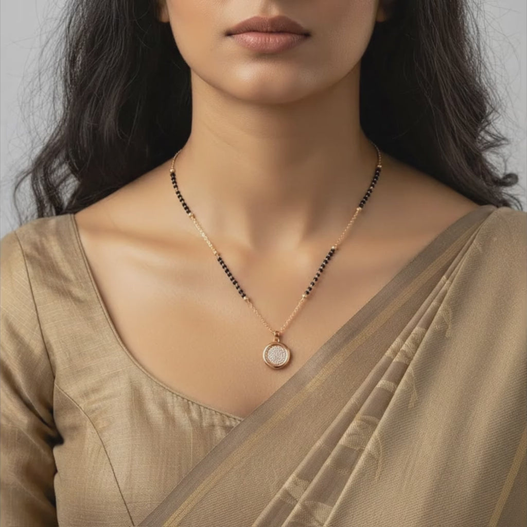 Classic Halo Disc Mangalsutra Necklace